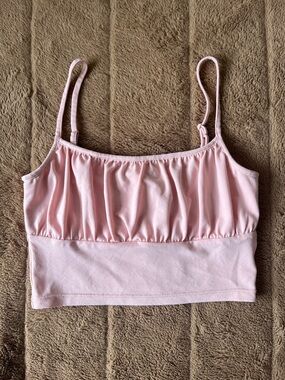 H&M Pale Pink Ruched Crop Cami